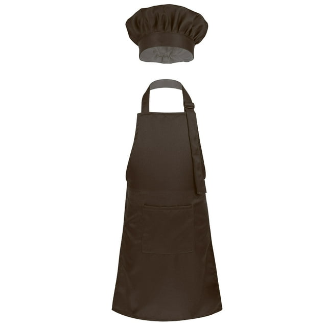 YONGHS Kids Boys Girls Chef Apron Hat Set Kitchen Bib Aprons Cooking Baking Training Painting Outfits Coffee S
