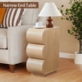 thumbnail image 3 of WIRRYTOR Curved Wave Narrow Nightstand Set of 2 for Bedroom, Mid-Century Modern 3 Drawer Slim Bedside Tables, Retro End Table Set of 2, Natural, 3 of 9