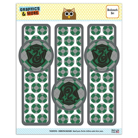 Harry Potter Slytherin Plaid Sigil Set of 3 Glossy Laminated Bookmarks