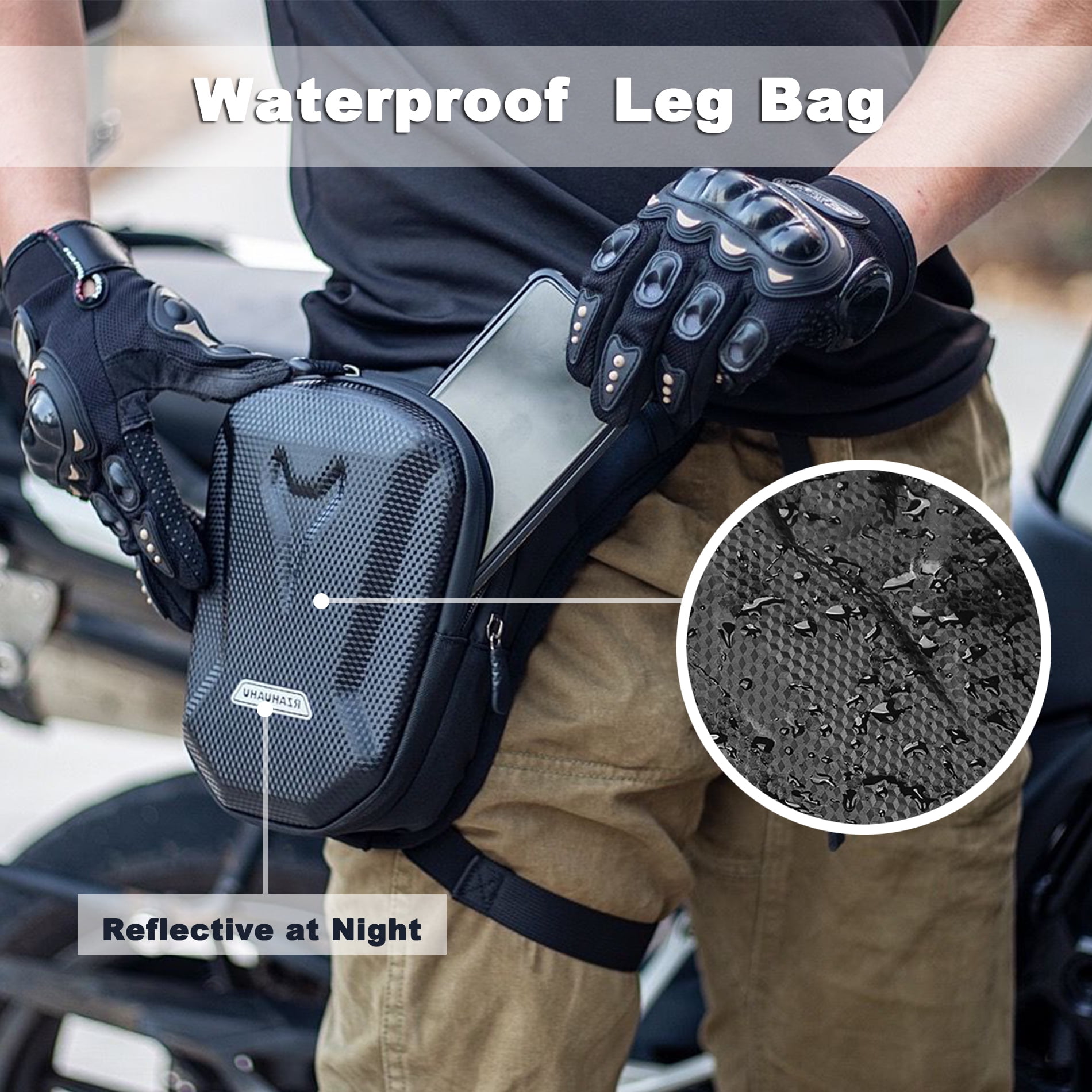 Motorcycle Waist Pack,Drop Leg Bag,Motorcycle Hiking Waist Pack for Men Women EVA Hard Shell Waterproof Waist Bag Fanny Pack for Men Women Bike Riding Hiking Cycling