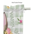thumbnail image 5 of Easter Rabbit Linen Curtain Valance for Bedroom/Bathroom/Kitchen/Office/Living/Dining Room Windows,Farmhouse Green White Buffalo Check Floral Pocket Topper Drapes Decorative Cafe Drapery Panel 54x18, 5 of 6