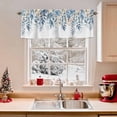 thumbnail image 2 of Winter Christmas Valances for Windows, 42 x 18in, Blue Floral Eucalyptus Leaves Rod Pocket Kitchen Valance Curtain Light Filtering Window Treatments for Living Room Bedroom, 1 Panel, 2 of 7