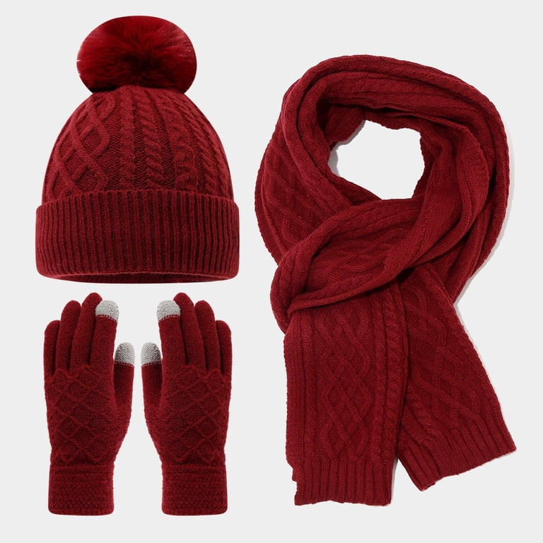 Winter Beanie Hat Scarf Gloves, Warm Knit Hats Touchscreen  display picture 3