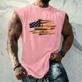 thumbnail image 2 of Men's Wide Shoulder Printed Waistcoat Vest - Fitness Slimming & Patriotic Style - Lightweight Fabric for Gym Sessions, Jogging, or Beach Days,Pink 3XL, 2 of 4