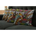 thumbnail image 5 of Ambesonne Garden Throw Pillow Cover 4 Pack, Colorful Ornate Leaves, 20", Multicolor, 5 of 5