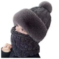 thumbnail image 1 of UJNDER Foulard Tricotée d'Hiver pour Femmes avec Bonnet Intégré pour Temps Froid Gris, 1 of 4