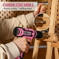 thumbnail image 5 of Pink Drill Tool Set Kit: Power Cordless Drill Tool Box with 12V Battery Electric Pink Drill Driver Set for Women Home Hand Repair Tools Sets Drills Case, 5 of 7