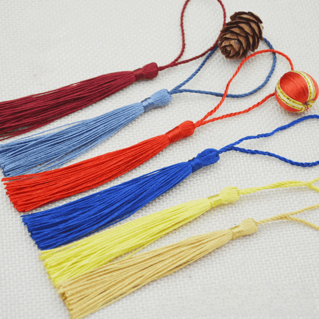 Marcapáginas con borlas pequeñas, borlas pequeñas, borlas rojas grandes, 100 unidades