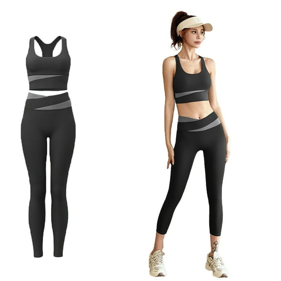 HAOYUNL Women's Workout Outfit 2 Pieces Seamless Yoga Workout Set High Waist Leggings with Sports Bra Gym Clothes Sets S-XXL