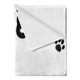 thumbnail image 2 of Cat Soft Flannel Fleece Throw Blanket, Bold Meow Typography with a Funny Kitten Peaking with Paws, Cozy Plush for Indoor and Outdoor Use, 60" x 80", Charcoal Grey Yellow, by Ambesonne, 2 of 5