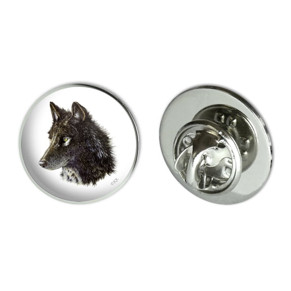 Wild Black Wolf Head Metal 0.75" Lapel Hat Pin Tie Tack Pinback