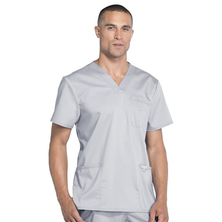 

Cherokee Workwear Revolution Scrubs Top for Men V-Neck WW670 M Grey