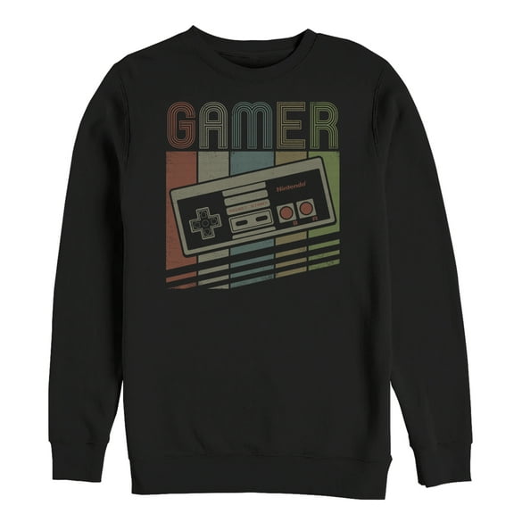 Men's Nintendo Retro NES Gamer Controller Sweatshirt Black Medium