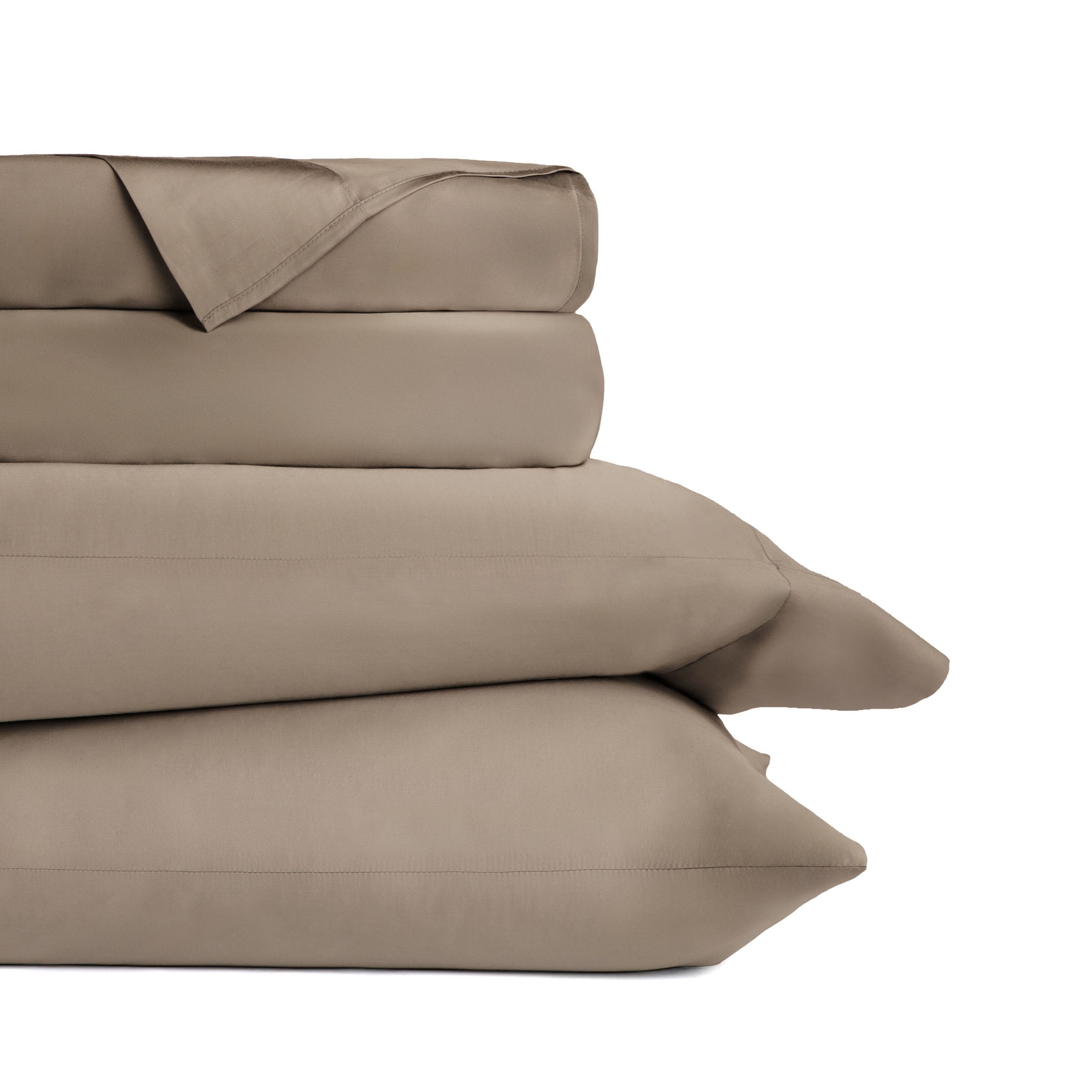 Noble Linens Rayon from Bamboo 4 Piece Luxury Bed Sheet Set, Taupe, Queen