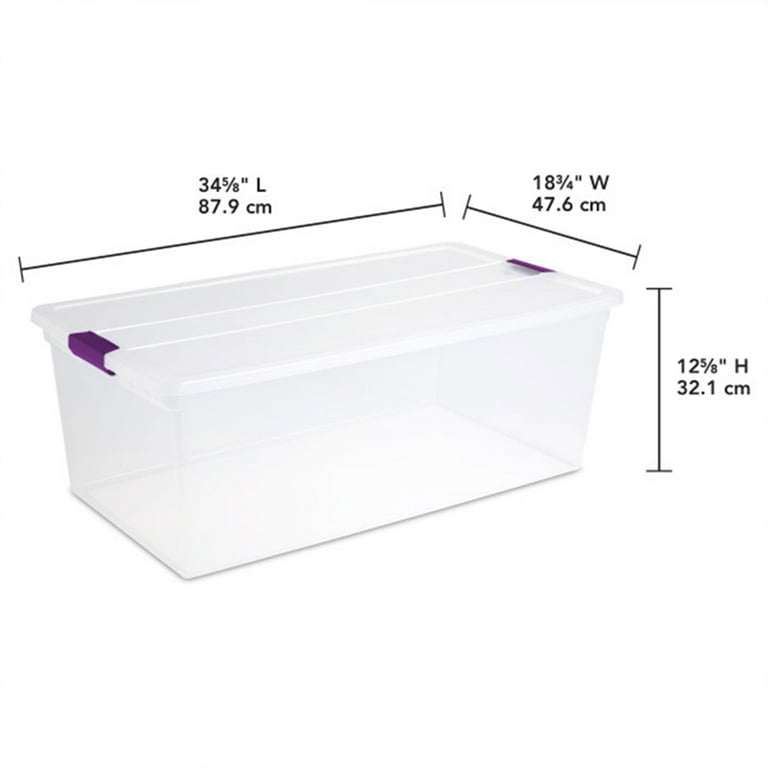 Sterilite 110 Qt Clear Storage Bins, Latching Containers, Secure