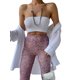 thumbnail image 4 of VISgogo Mujer Moda Flare Pantalones Largos, Vintage Estampado Cintura Alta Delgado Micro Campana Pantalones VISgogo moda, 4 of 5