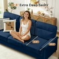 thumbnail image 2 of Muumblus 84" Velvet Sofa, Modern Deep Seat 3-Seater Couch with Nailhead Trim, Curved Arms and Metal Legs for Living Room, Blue, 2 of 10