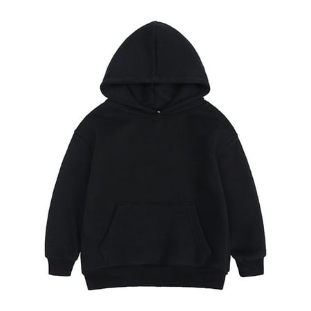 

Yubatuo Children s Padded Hooded SweatshirtChildren s Thickened TopsMidget Kids Pullover Black 110