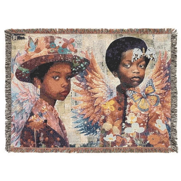 Angel Children Woven Blanket | Decorative Throw, Tapestry Art