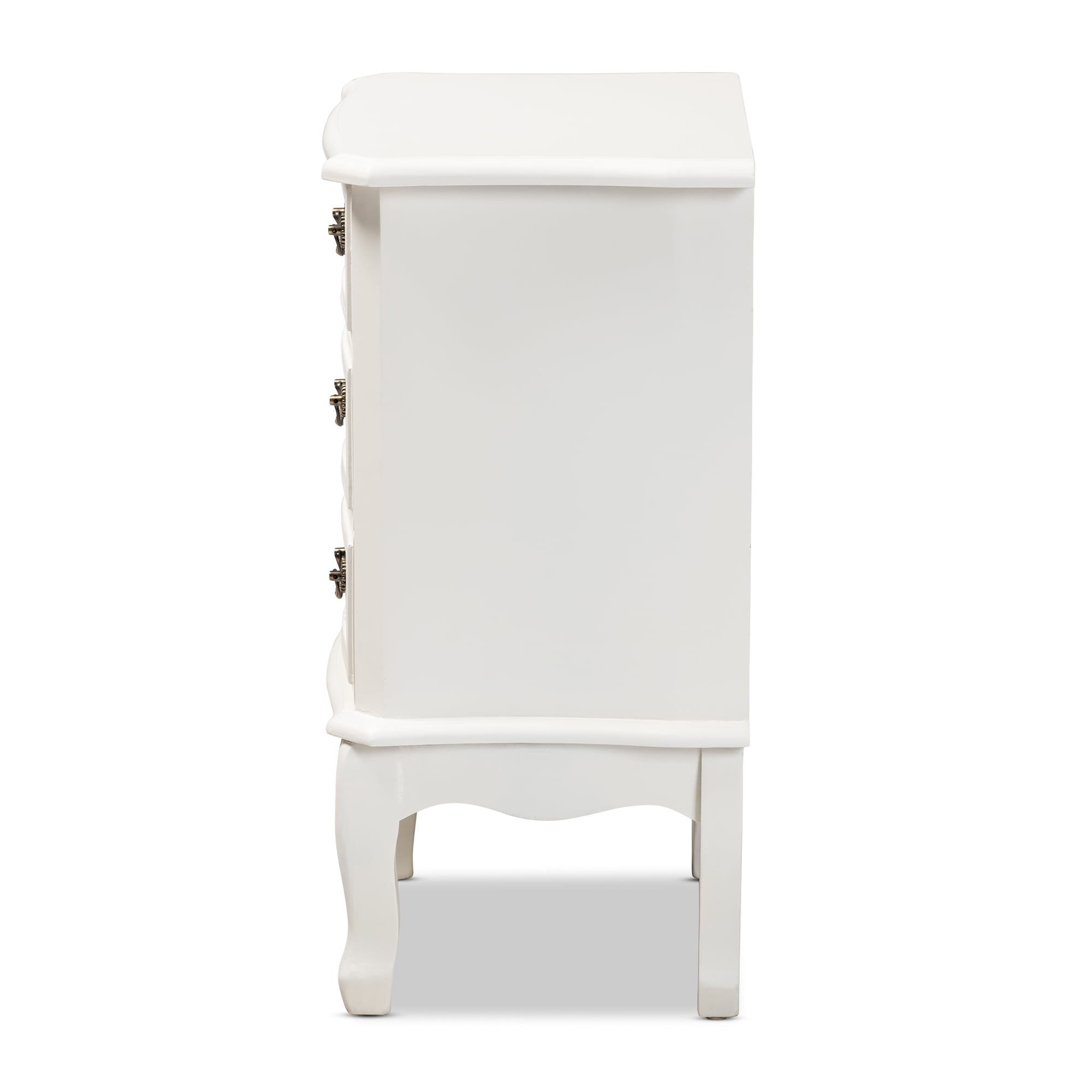 Baxton Studio Gabrielle Traditional French Country Provincial White-Finished 3-Drawer Wood End Table