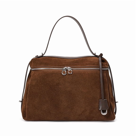 Genuine Leather Pillow Bag, Women's Suede Handbag Shoulder Crossbody Purse