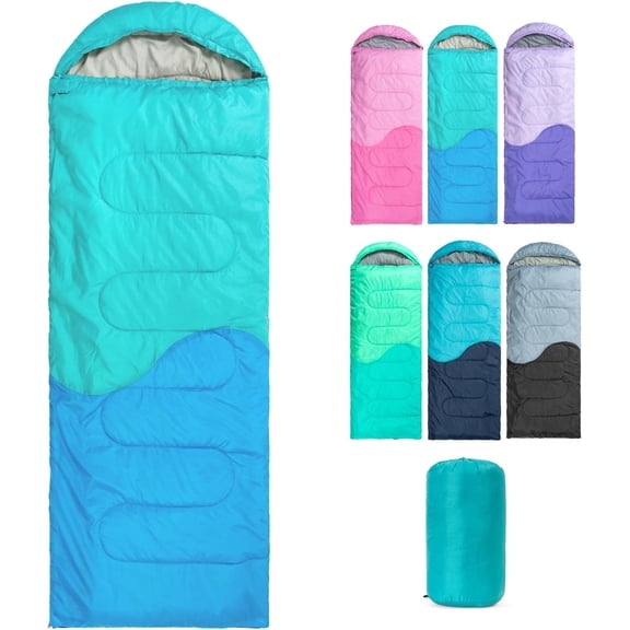 Sleeping Bag - 3 Seasons for Adults Boys Girls Camping Hiking - Warm Cold Weather Lightweight Portable with Compression Bag for Backpacking in Spring, Summer, Fall and Winter