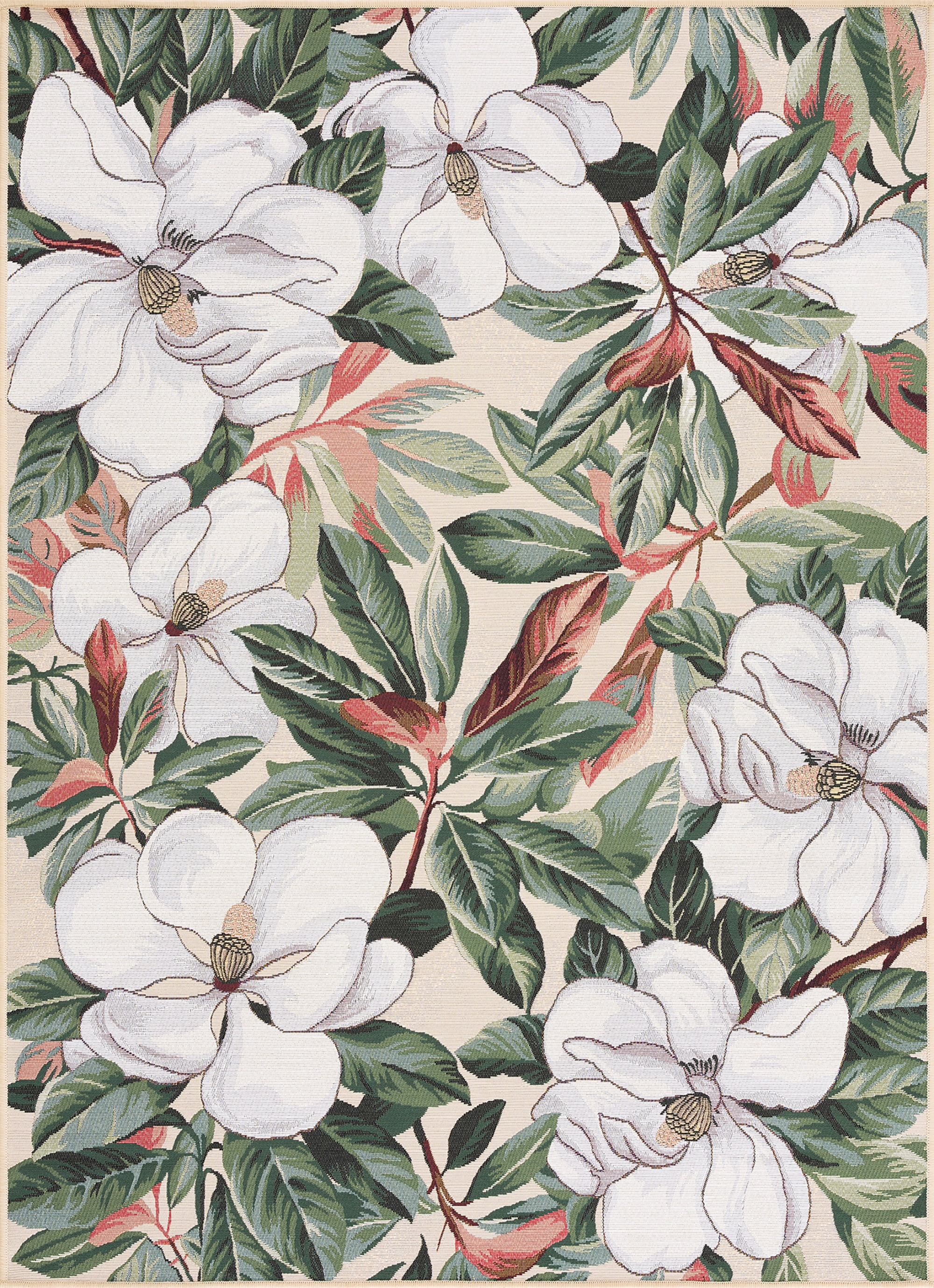Stunning Transitional 8' x 10' Green and White Polypropylene Outdoor Area Rug
