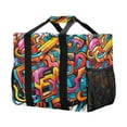 thumbnail image 2 of Colorful Futuristic Graffiti Reusable Grocery Bags with Handle Side Pocket Waterproof Shopping Portable Tote, 2 of 8
