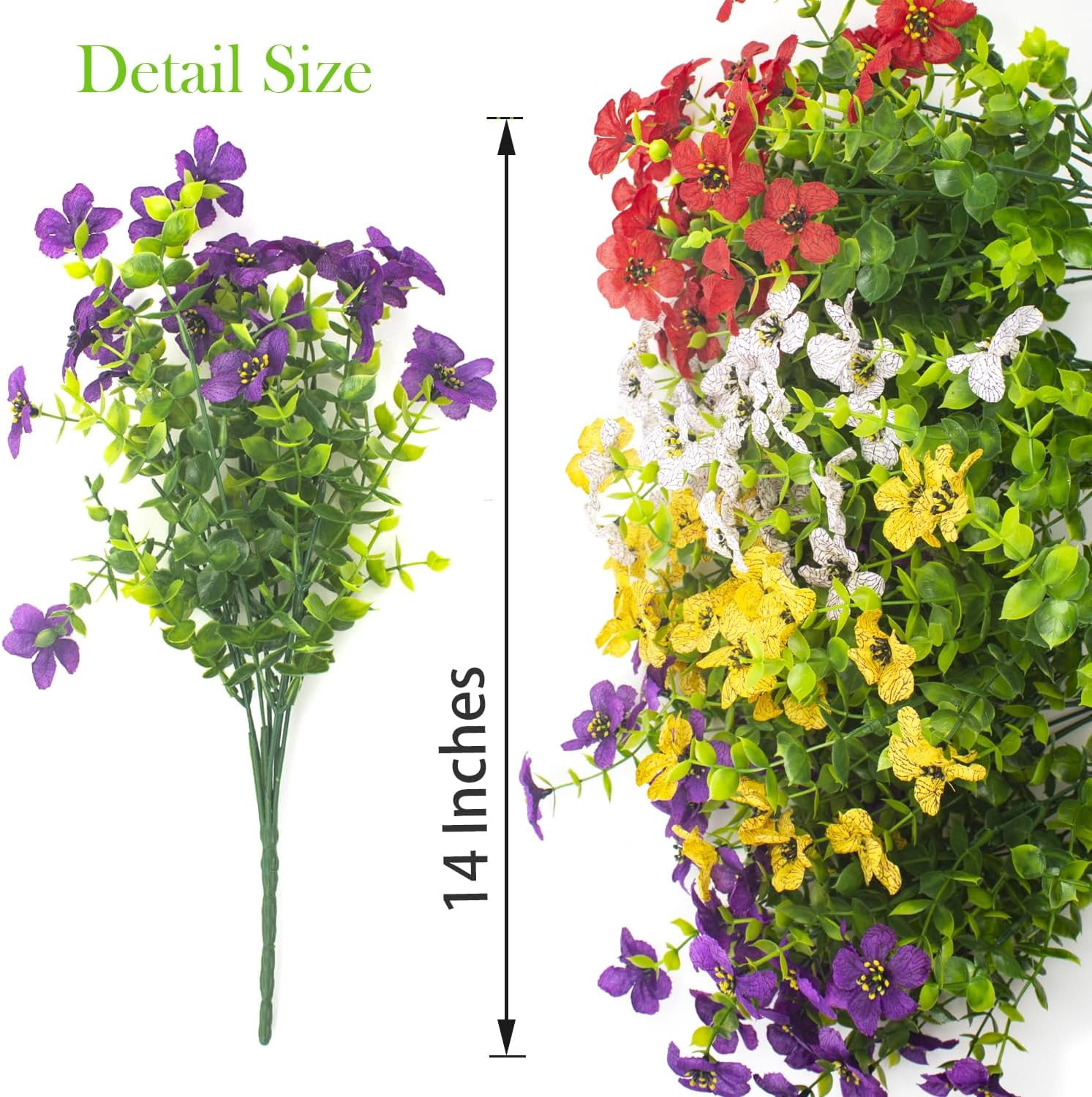 ZOELNIC Artificial Flowers Outdoor Fake Flowers, 16 Bundles UV Resistant No Fade Faux Plastic Greenery Colorful Shrubs Plants for Outside Porch Patio Home Yard Garden Planters Pots Window Box(Mix)
