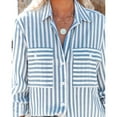thumbnail image 4 of Women's Striped Button-Down Shirts Long Sleeve Blouses Casual Tops with Pockets, 4 of 6