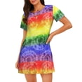 thumbnail image 1 of Balery Colorful Tie Dye Camisón de manga corta con cuello redondo para mujer, cómodo y elegante., 1 of 6