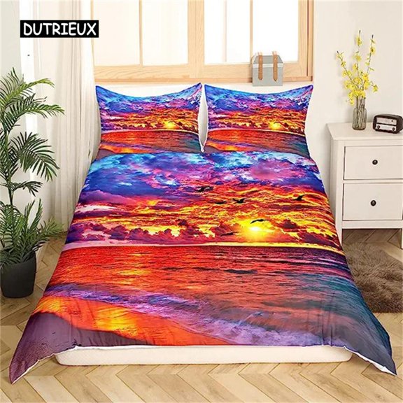 Blue Ocean Duvet Cover Waves Bedding Set Hawaiian Tripocal Sea Wave Sea Beach Bedding Comforter Cove