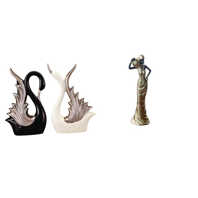 Elegante Conjunto De Figuras De Cisne De Cerámica Y Dama Tribal, Colección única De Esculturas De Escritorio Para Estanterías, Escritorios, Gabinetes, Decoración De Aniversario,
