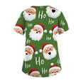 thumbnail image 4 of Garbnen Scrub Top for Woman Merry Christmas Women Scrub Top Short Sleeve V Neck Xmas Print Nurse Working Uniforms with Pockets, 4 of 6