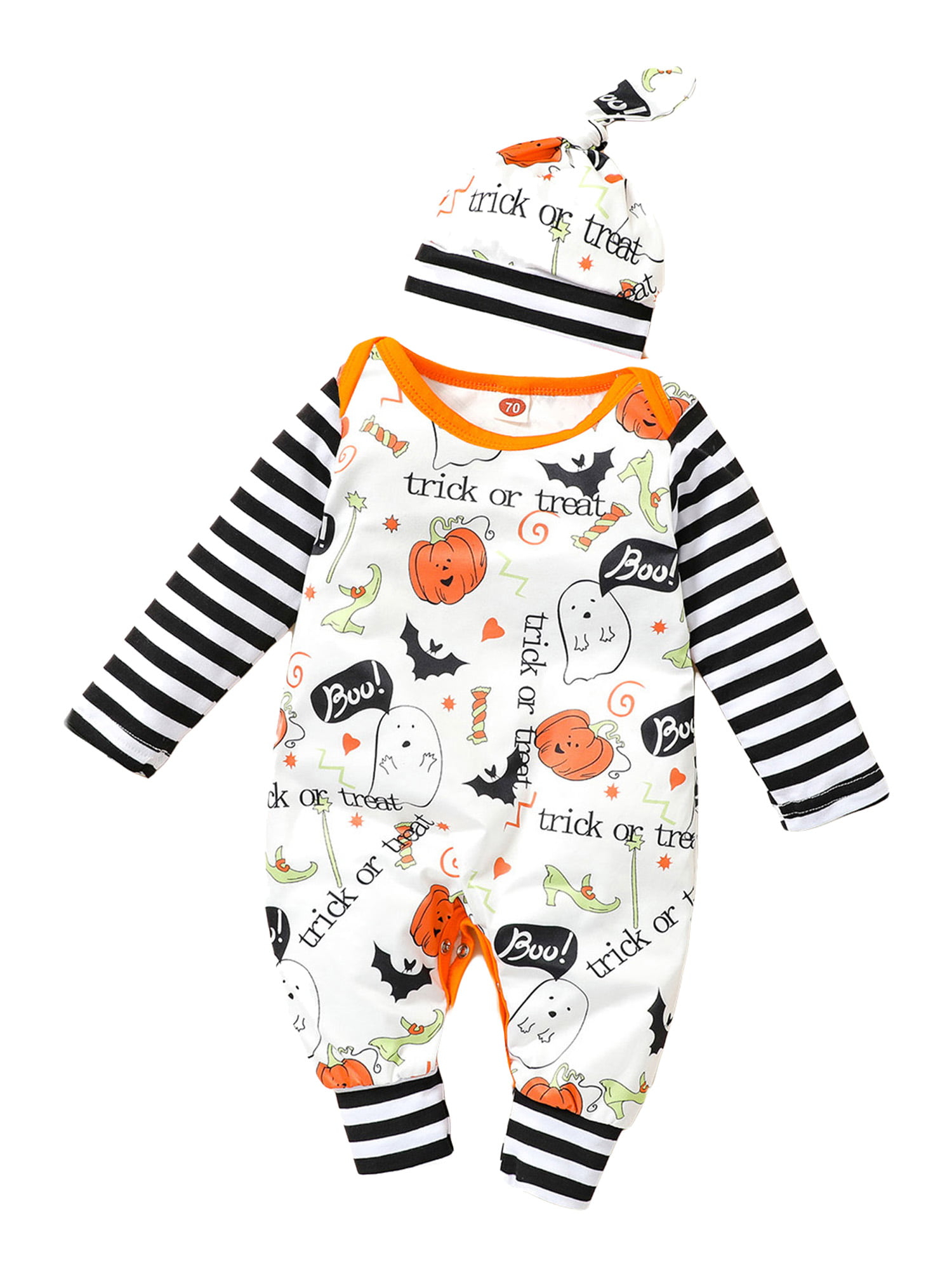 Newborn Infant Baby Girls Boys Halloween Ghost Printed Rompers Outfits Clothes 