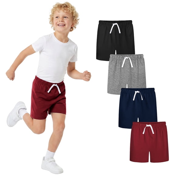 Resinta 4 Pack Toddler Boy Cotton Shorts Boys Casual Shorts Pull-on Shorts Soft Baby Boy Shorts for Summer