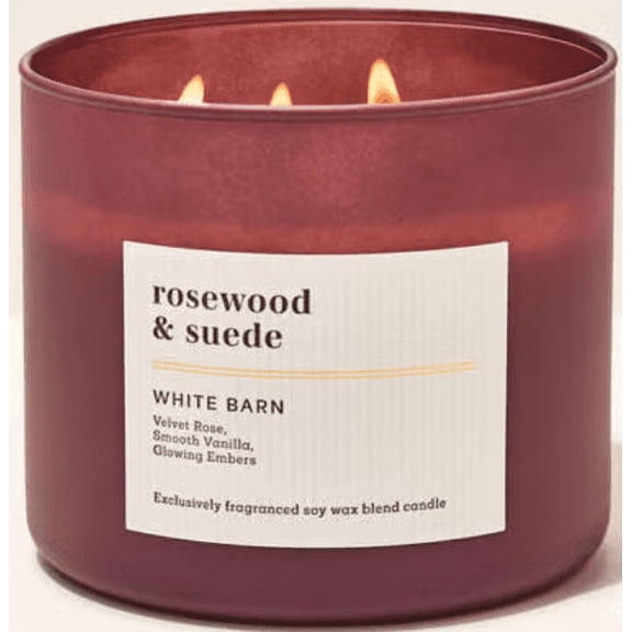 Bath & Body Works Rosewood & Suede 3 Wick Candle 14.5 oz