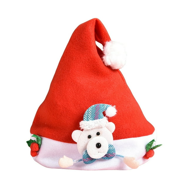 Wangsaura Adult Children Christmas Hat, Antlers Santa Claus Elf Patchwork Hat