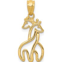 14K Yellow Gold Polished Interlocking Giraffes Pendant (23 X 10) Made In United States k6015
