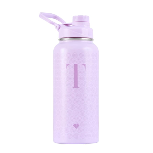Termo de Acero Inoxidable Iniciales LuckyLy, Botella de Agua 1L, Letra A lila 1L