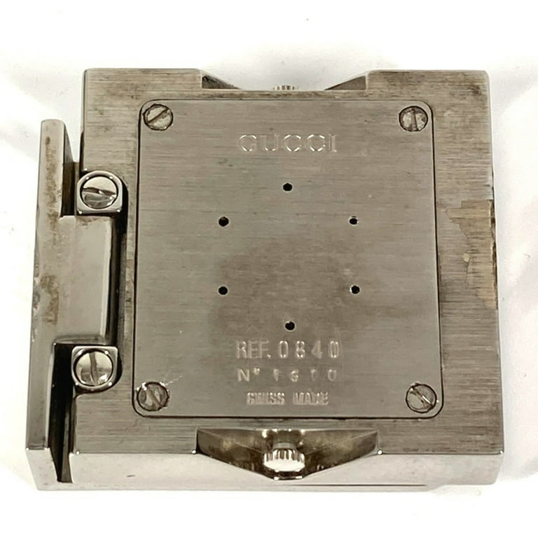 Pre-Owned GUCCI REF0840 Logo Travel Watch Interior Table Clock SS