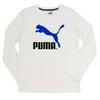 PUMA Long Sleeve T-Shirt Big Boys Mesh Athletic Tee - White- Size Medium