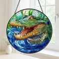 thumbnail image 3 of Crocodile Window Suncatcher, Stained Glass Style Decor, Gift for Wildlife Fan, 3 of 4