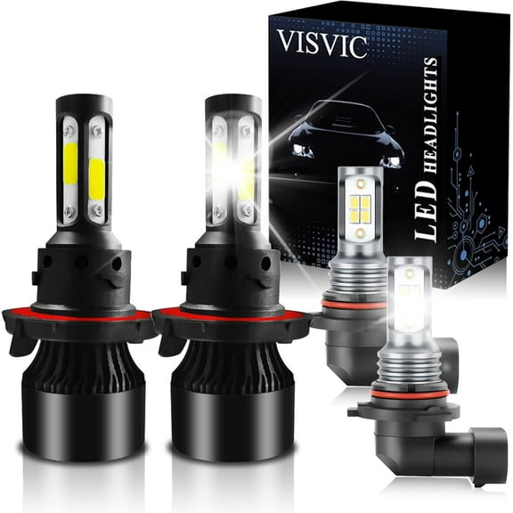 Fit for Ford Expedition (2007-2014) LED Headlight Bulbs cabo, H13/9008 All in One High/Low Beam   9145/9140 Fog Light LED Headlights Conversion Kits, Super Bright 6500K Cool White, Pack of 4