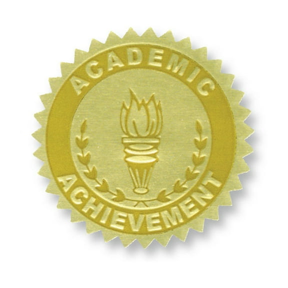 Hayes Publishing Gold Foil Embossed Seals, Academic Achievement, 54 Per Pack