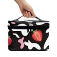 thumbnail image 3 of HELLHERO Strawberry Pattern Portable Travel Makeup Case with Brush Slots Effortless Organization Makeup & Skincare Organizer Bag, 3 of 6