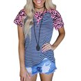 thumbnail image 1 of Pompotops Chemise à Rayures Léopard Aguichant Grande Taille pour Femmes, Manches Courtes, Blouse, 1 of 9