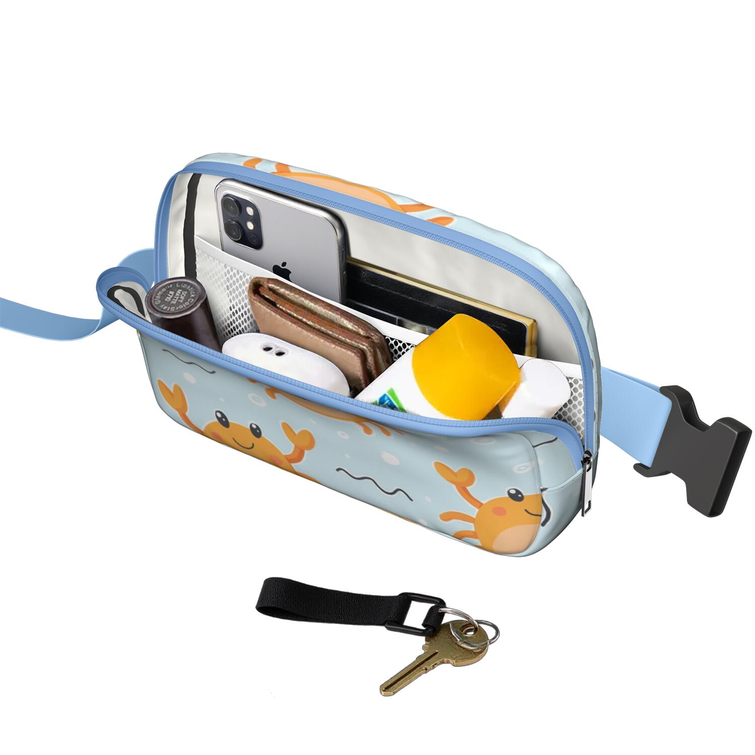 Belt Bag Fashion Waist Packs Bag with Adjustable Strap Marine Adorable Crab Sporty Waist Pack for Running for Outdoor Sports