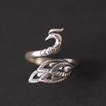 thumbnail image 6 of Naierhg Vintage Silver Pleated Engraved Peacock Women Open Ring Finger Jewelry Gift Silver, 6 of 8