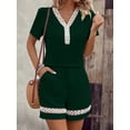 thumbnail image 6 of Solid Lace Patchwork 2 Piece Outfit, Women Summer Short Sleeve Top & Shorts Set, 6 of 7